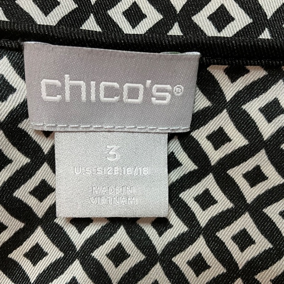 CHICO’S Easy Care Poly Geometric Print Tunic Top Sz 16 - Picture 5 of 12